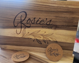 Personalized Acacia Wood Cutting Board – Engraved Kitchen Display (18x12x1)