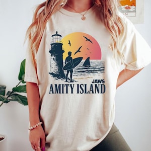 Amity Island Sunset PNG – Retro JAWS-Inspired Shark Clipart for Sublimation, Surf & Ocean Horror Digital Art Download