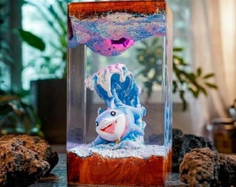 Lámpara de resina hecha a mano de Jeff The Land Shark / Fan art del videojuego Marvel Rival / Luz nocturna de regalo para niños