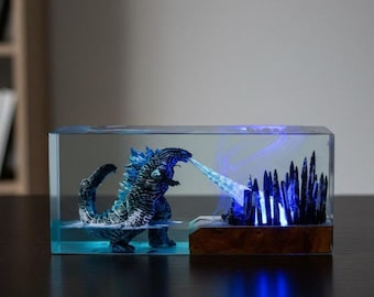 Lámpara de resina de Godzilla / Lámpara de noche Kaiju Aliento Atómico