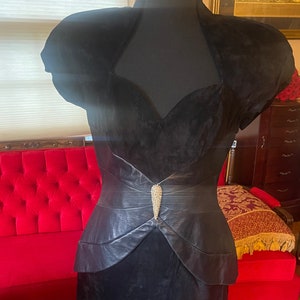 Ultra Sexy & Classy Vintage Designer Genuine Black Leather and Suede Dress by Karen Okada Size Small 4 6 Small Black Dress