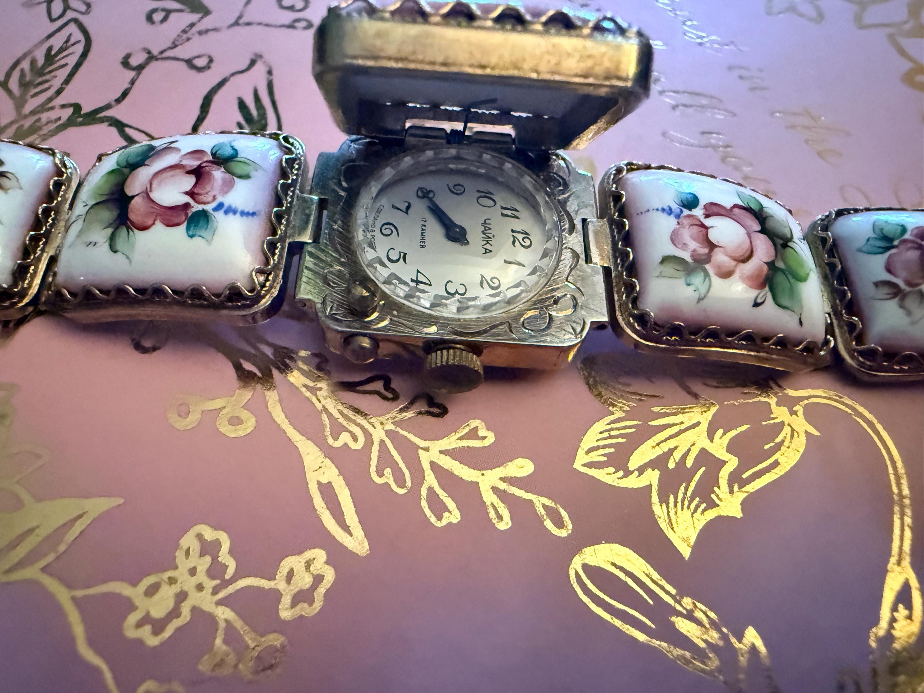 Luxurious Vintage Enamel Soviet Secret Chaika Hidden Watch