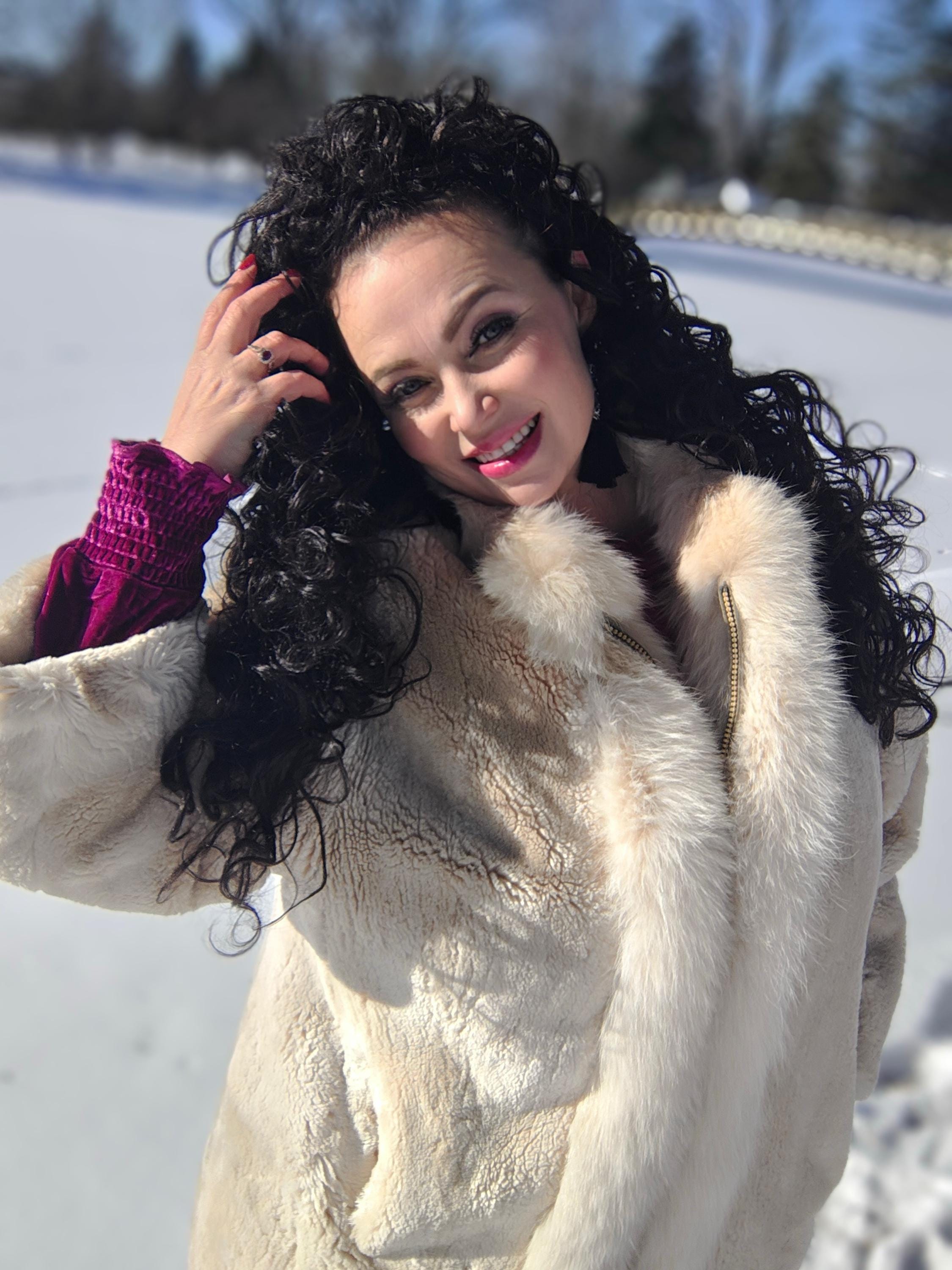 Vintage COZY Sheared Blonde Beaver Fur Jacket: Fox Trim