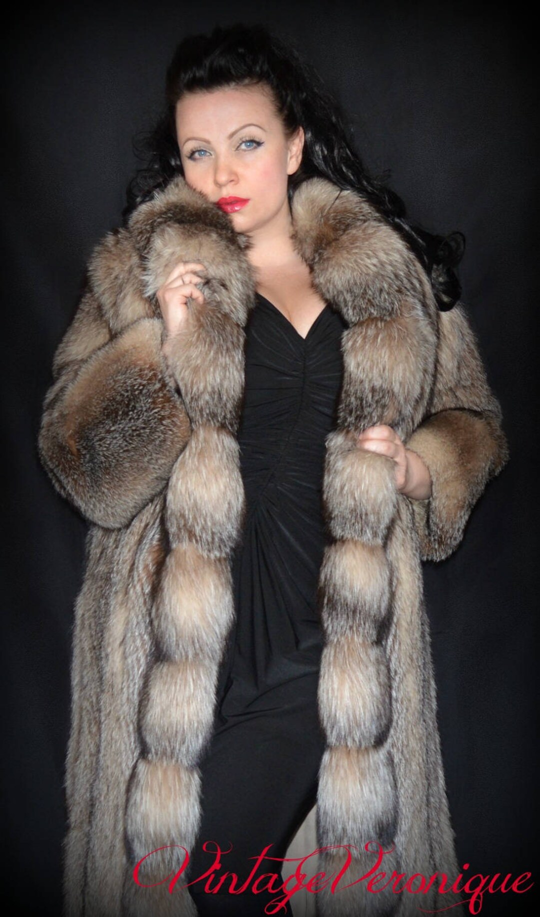 Royal Genuine Crystal Fox Fur Coat / Full Length Fox Fur Coat - Etsy