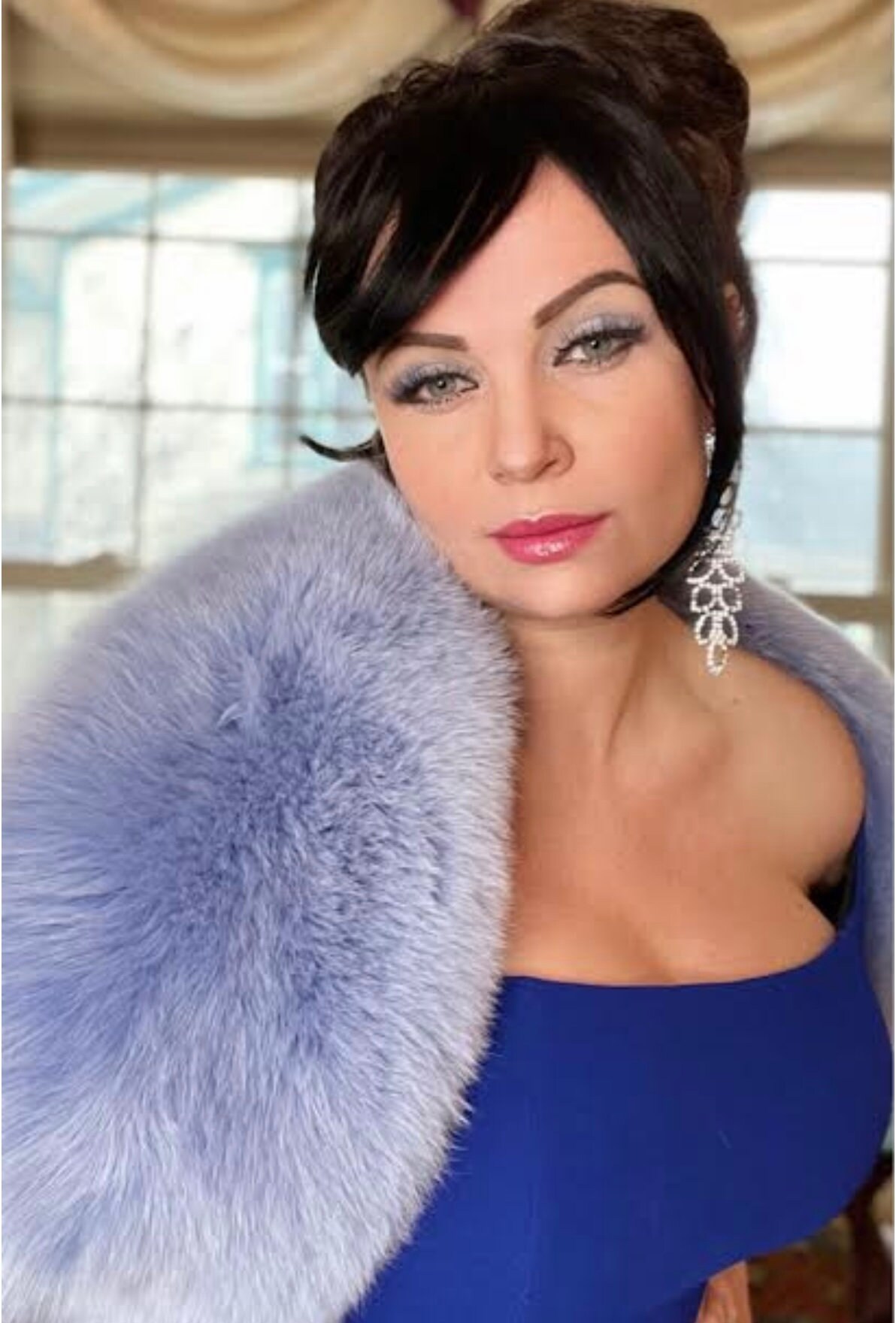 light blue fur shawl