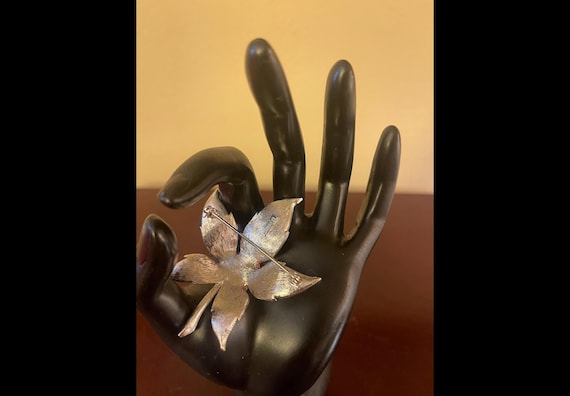 Vintage Kramer Signed Red Maple Leaf Enameled Bro… - image 2