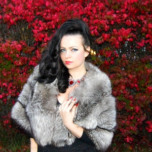 Exquisite One of a Kind Vintage Genuine Silver Fox Fur 3 Tiered Cape ...