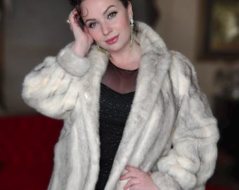 Vintage Genuine Cross Mink Fur Jacket, Medium Large 10 12 14