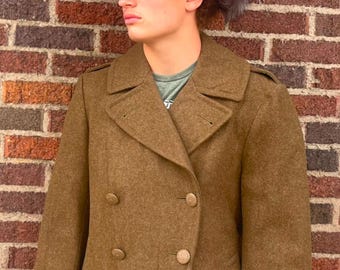 Antique WW1 US Army Wool Trench Coat - M1917 Greatcoat - 42