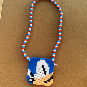 Sonic Perler Bead Rave Necklace (Sonic The Hedgehog)