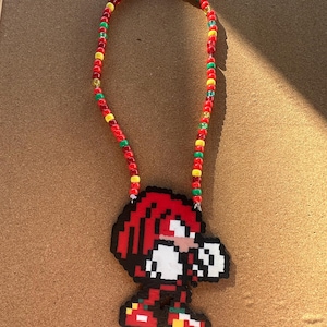 Knuckles Perler Bead Rave Necklace (Sonic The Hedgehog)