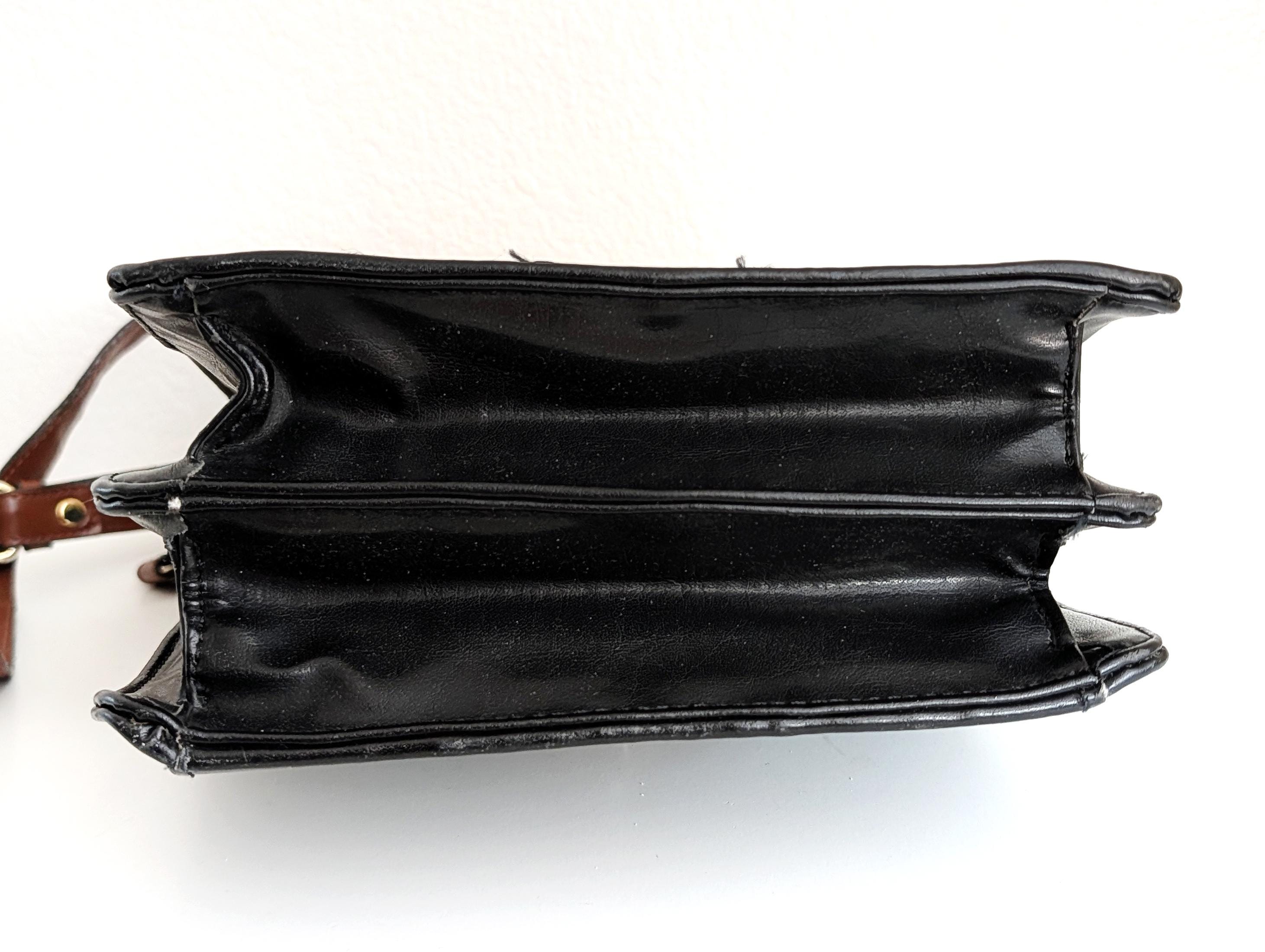 Vintage 90s Moda Italiana Two-tone Faux Leather Crossbody Bag