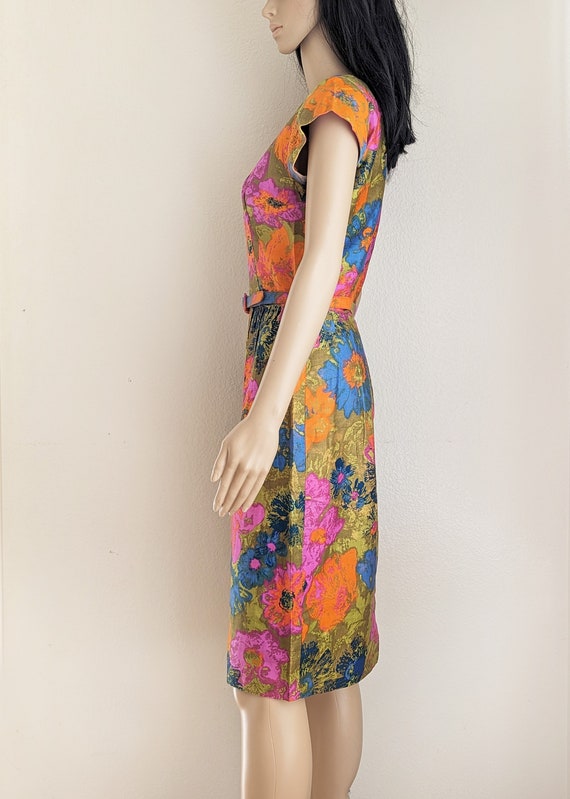 60s floral dress and jacket set, colorful floral … - image 3