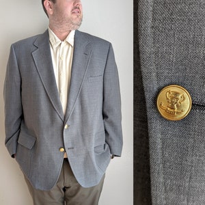 Vintage 70s men&#39;s gray blazer, Palm Beach men&#39;s sports jacket with gold tone buttons,