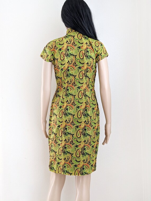 Vintage 60s groovy paisley print qipao dress, lim… - image 5