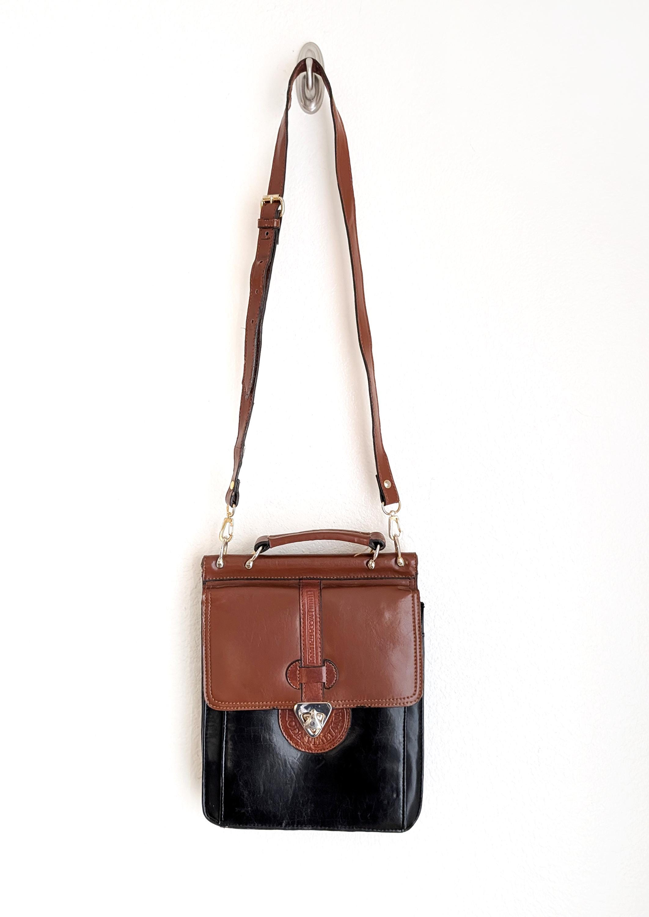 Vintage 90s Moda Italiana Two-tone Faux Leather Crossbody Bag