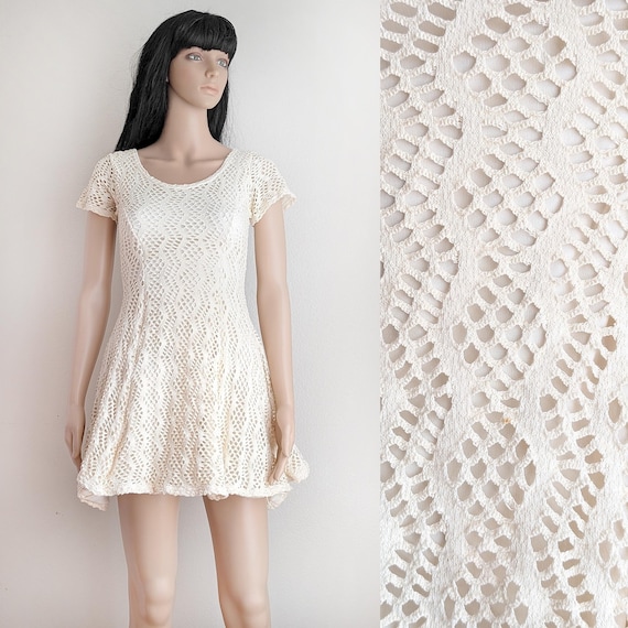90s crochet dress 90s Crochet Silk Midi Dress (S) main image 1