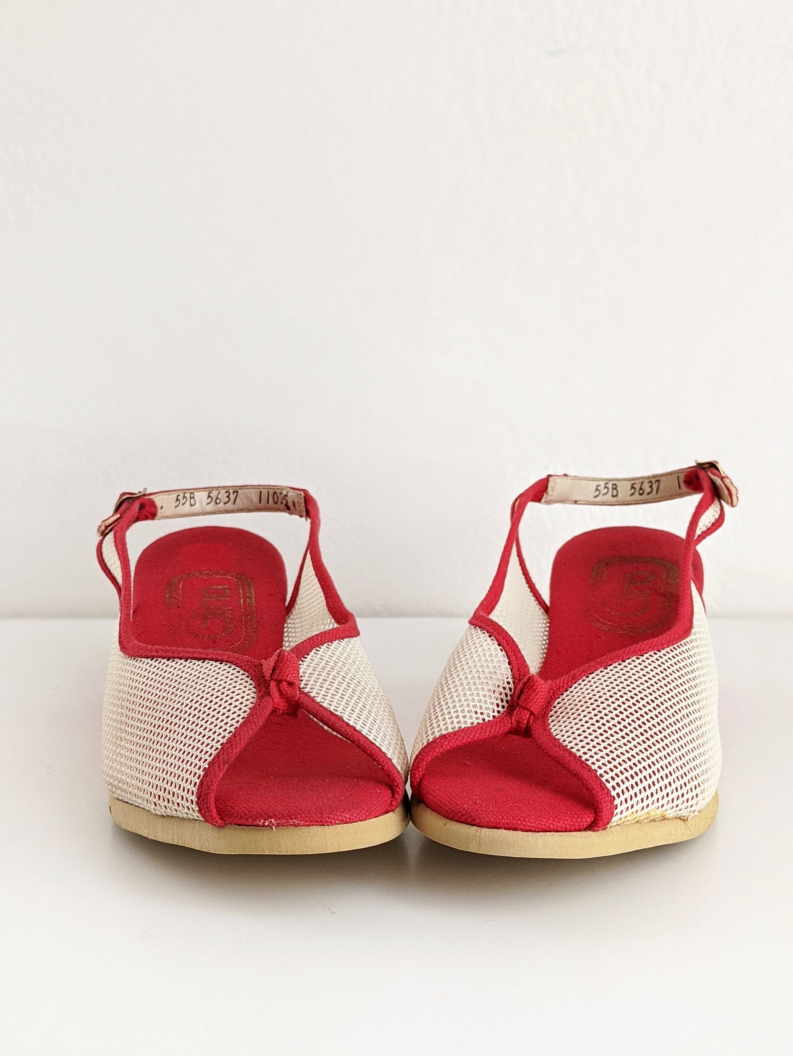Vintage Red Slingbacks 70s Mesh Wedge Sandals Size 5.5 B - Etsy