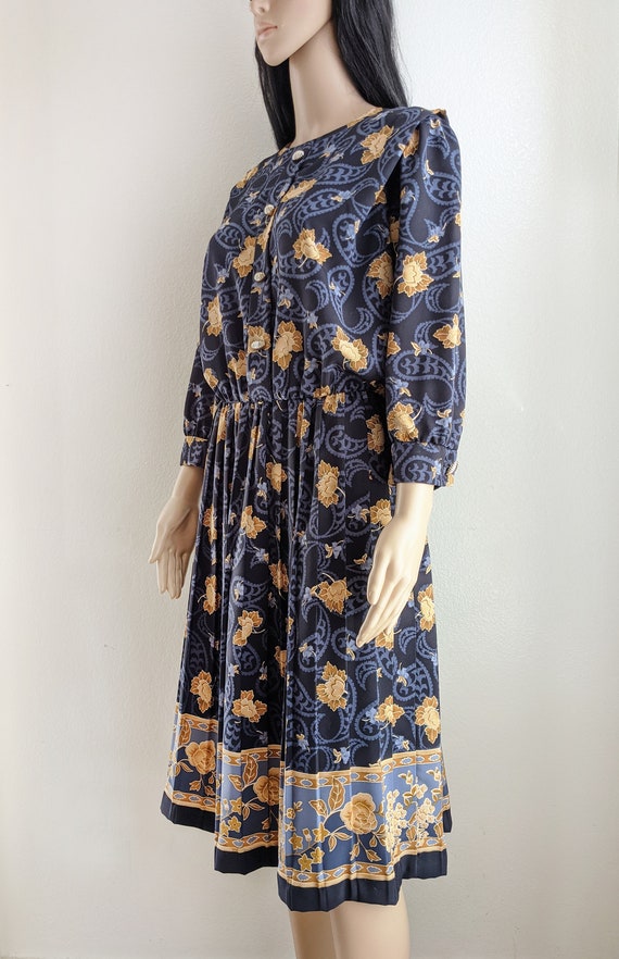 Vintage black floral secretary dress, Breli Origi… - image 2