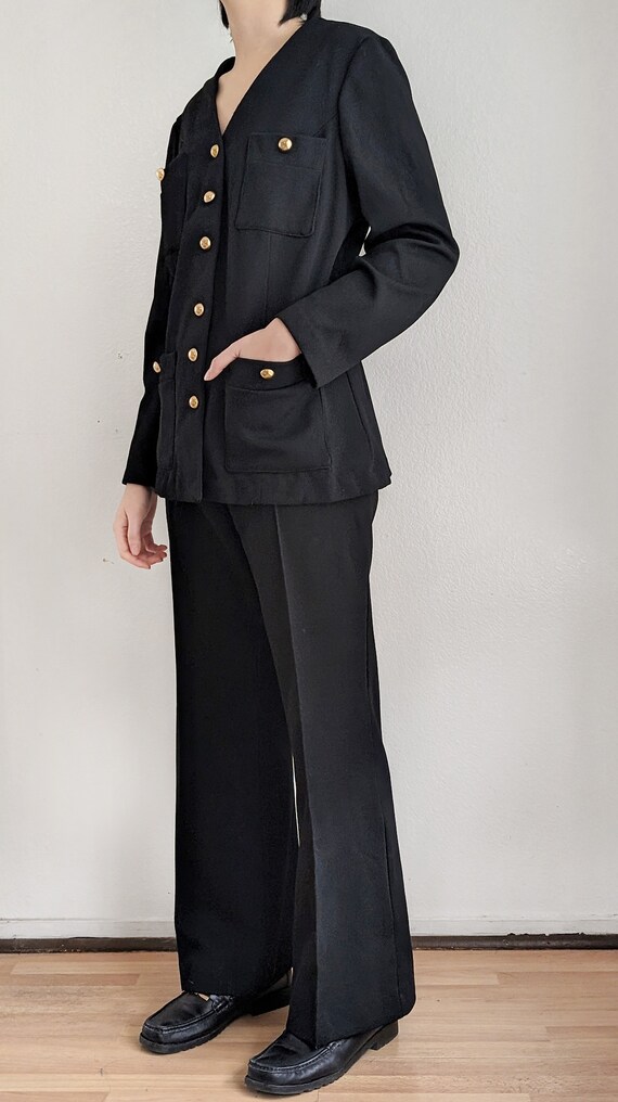 Vintage black pantsuit, 60s 70s mod women's pant … - image 3