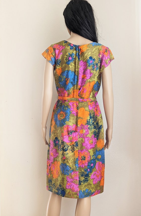 60s floral dress and jacket set, colorful floral … - image 4