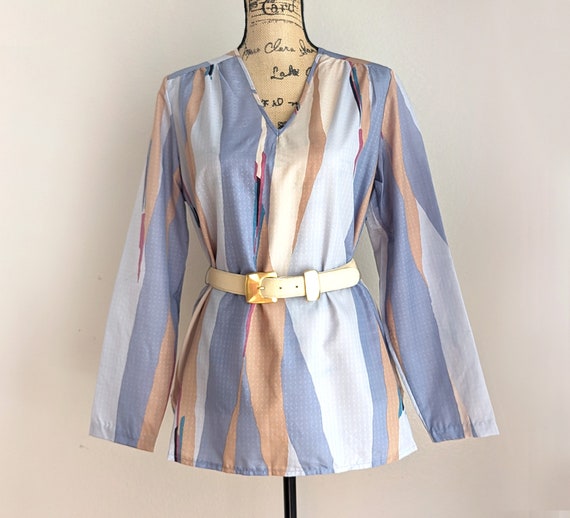 Vintage 70s abstract blouse, Vera Neumann striped… - image 1