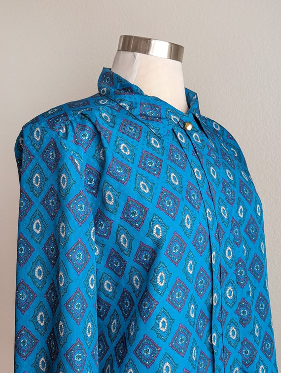 Turquoise geometric blouse, plus size vintage 80s… - image 6