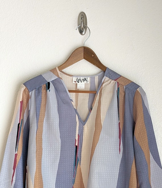 Vintage 70s abstract blouse, Vera Neumann striped… - image 5