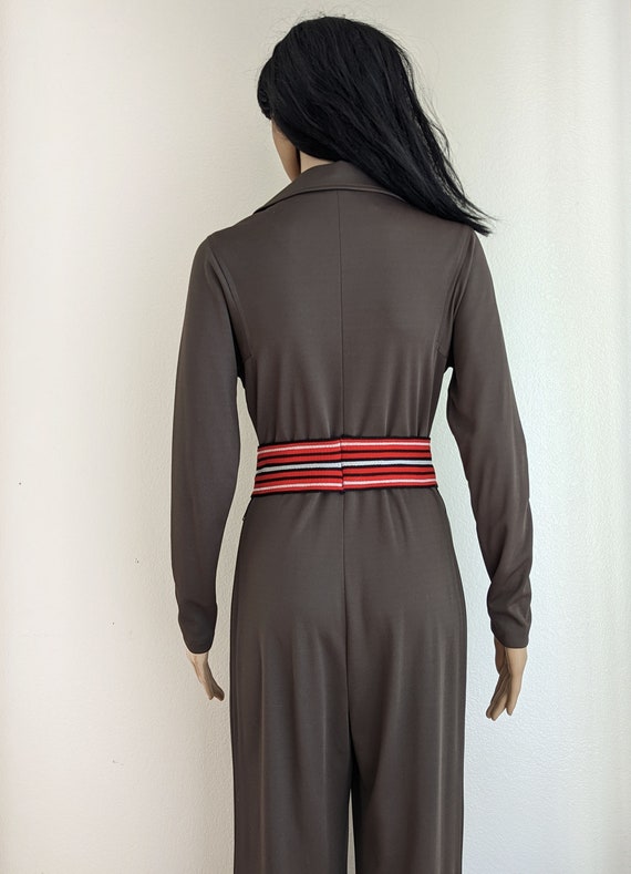 Vintage 70s brown bell bottom jumpsuit, flared ju… - image 5