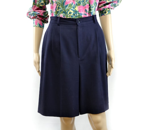 90s navy high waist shorts, vintage baggy shorts,