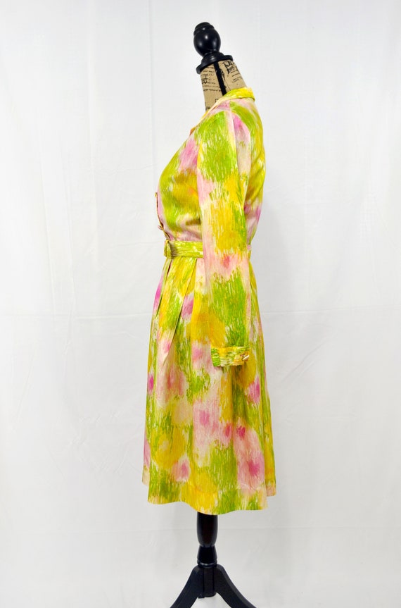 Vintage 50s 60s Mode O'Day yellow shirtdress, abs… - image 6