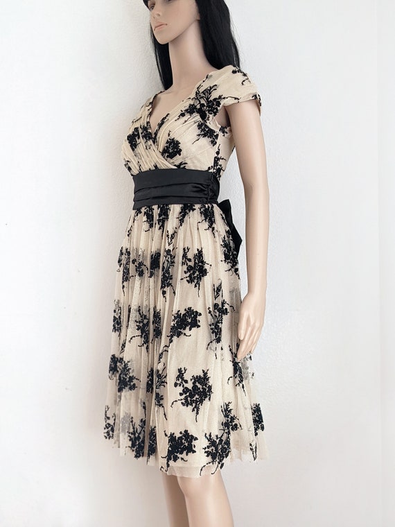 Vintage 80 90s nude floral cocktail dress, Jody o… - image 7