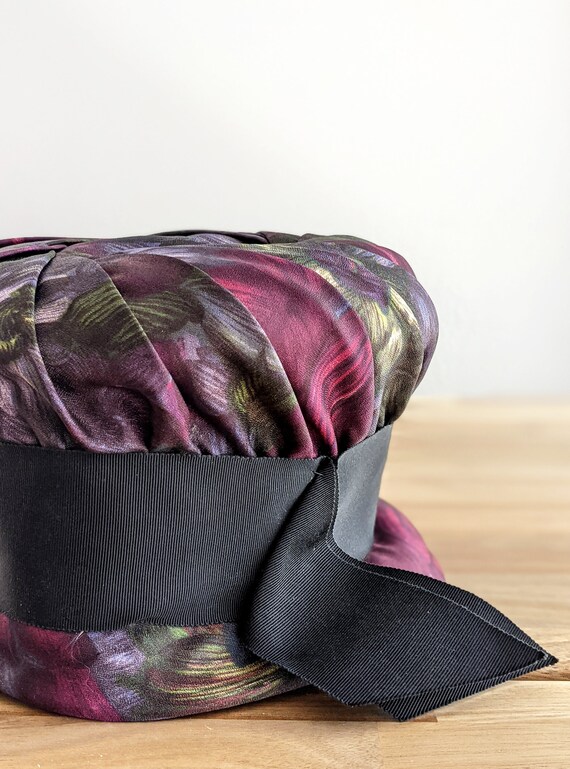 Vintage 60s abstract floral bucket hat, purple sw… - image 5
