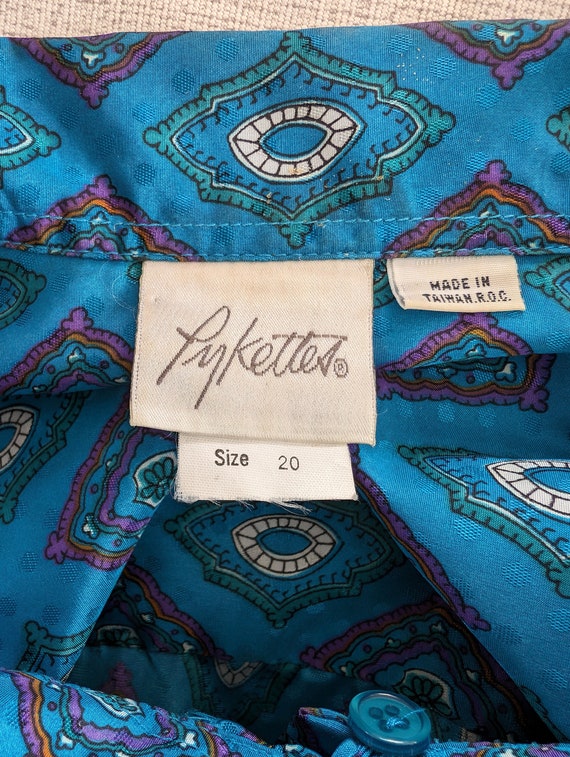 Turquoise geometric blouse, plus size vintage 80s… - image 7