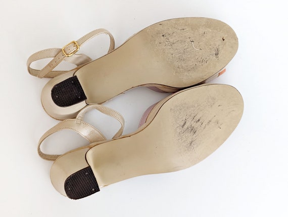 Vintage 70s pastel sandals, beige Naturalizer str… - image 8