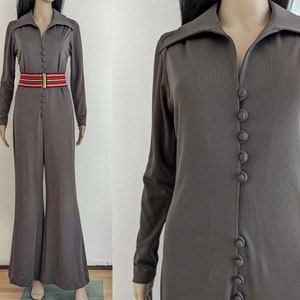 Vintage 70s brauner Overall mit Schlag