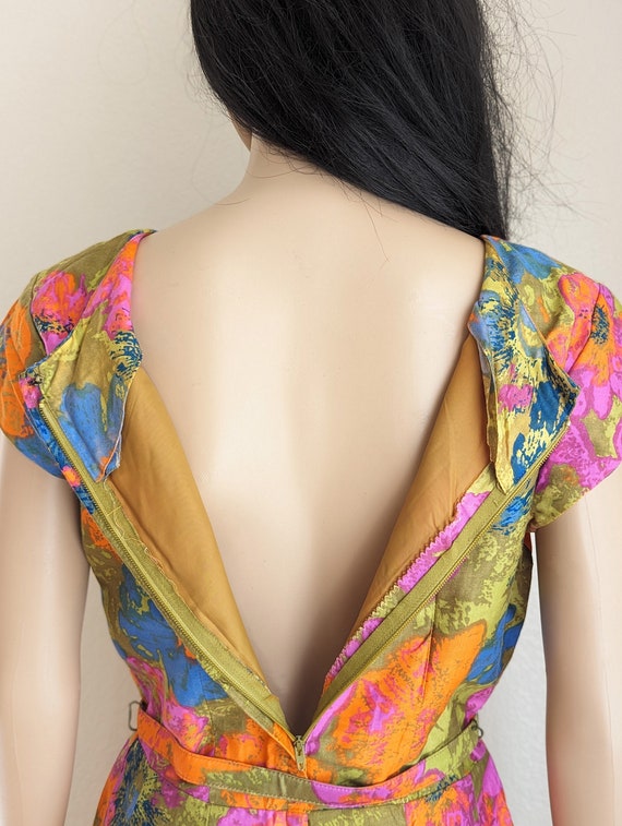 60s floral dress and jacket set, colorful floral … - image 5