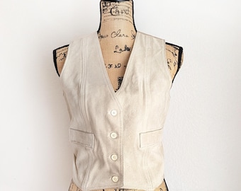 Vintage 70s Tan Suede Leather Vest Boho Western Neutral Minimalist Suede Crop Vest Size Small