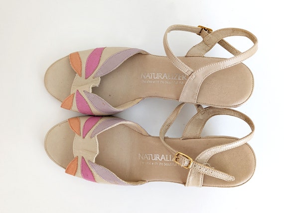 Vintage 70s pastel sandals, beige Naturalizer str… - image 5