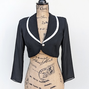 90s cropped black jacket, vintage bolero jacket, size 2