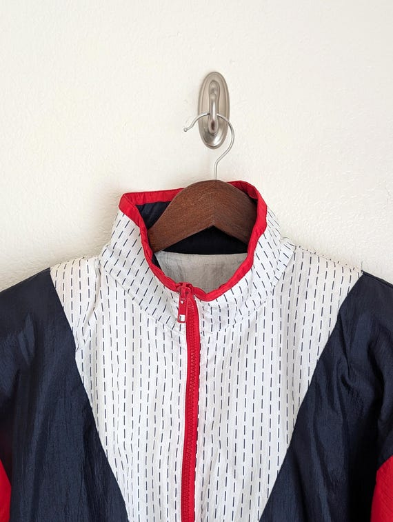 Duckhills スポーツジャケット ホワイト/ネイビー/レッド Vintage 90s Windbreaker: Red, White & Navy Sport Jacket (size M