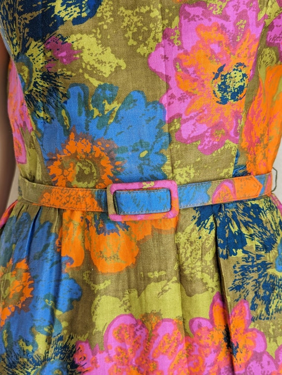 60s floral dress and jacket set, colorful floral … - image 6