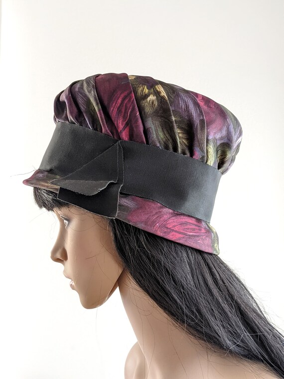 Vintage 60s abstract floral bucket hat, purple sw… - image 3