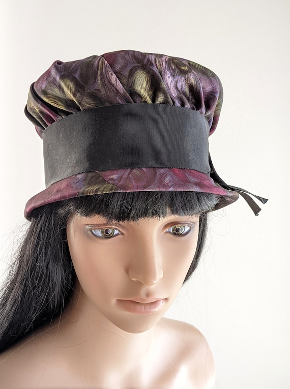 Vintage 60s abstract floral bucket hat, purple sw… - image 2