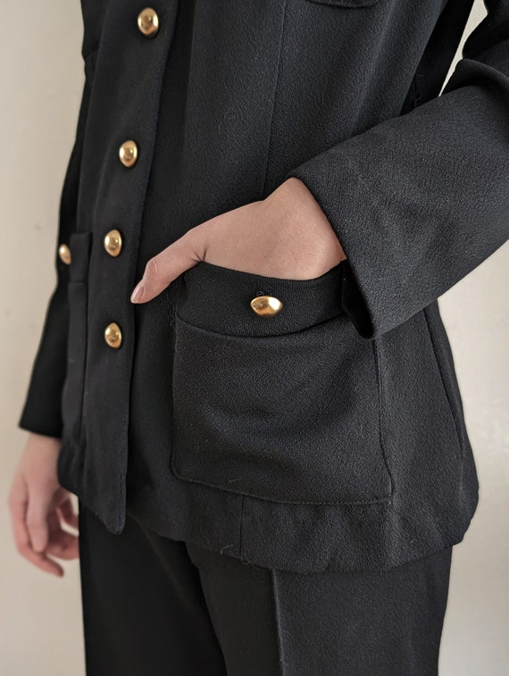 Vintage black pantsuit, 60s 70s mod women's pant … - image 4
