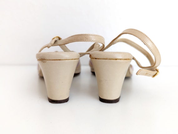 Vintage 70s pastel sandals, beige Naturalizer str… - image 6