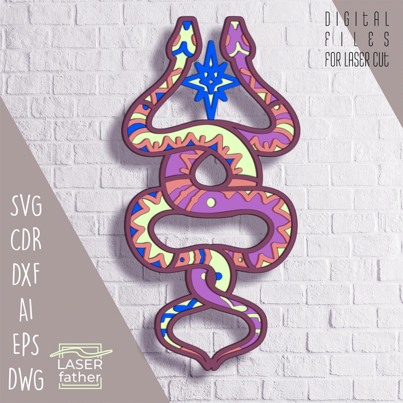 Snakes SVG, Cdr Ai Eps Dwg Dxf Files for Laser Cutting, Multilayered 3D ...