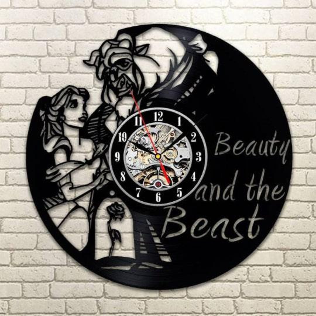Beauty and the Beast Vinyl Record Clock: Disneyland Decor, Princess ...
