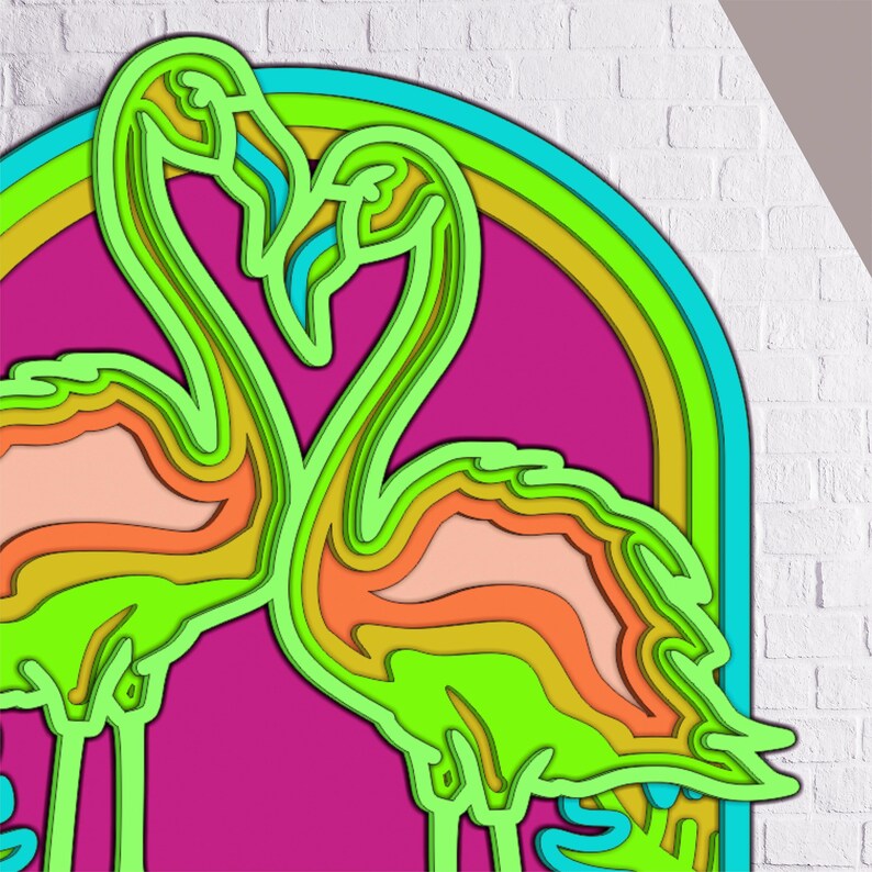 Flamingo SVG, 3D Layered Design, Cdr Ai Eps Dwg Dxf Files for Laser ...