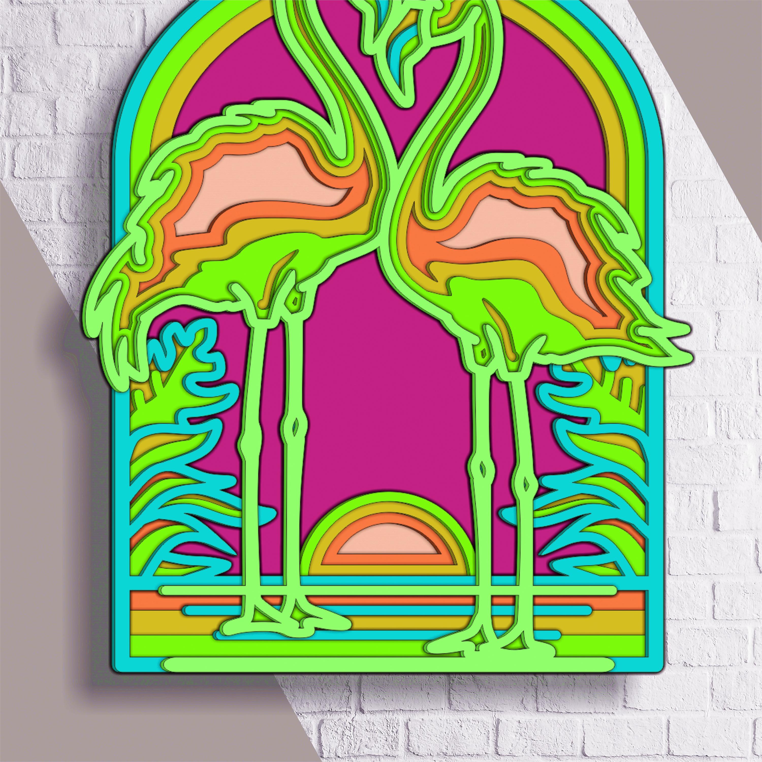 Flamingo SVG, 3D Layered Design, Cdr Ai Eps Dwg Dxf Files for Laser ...